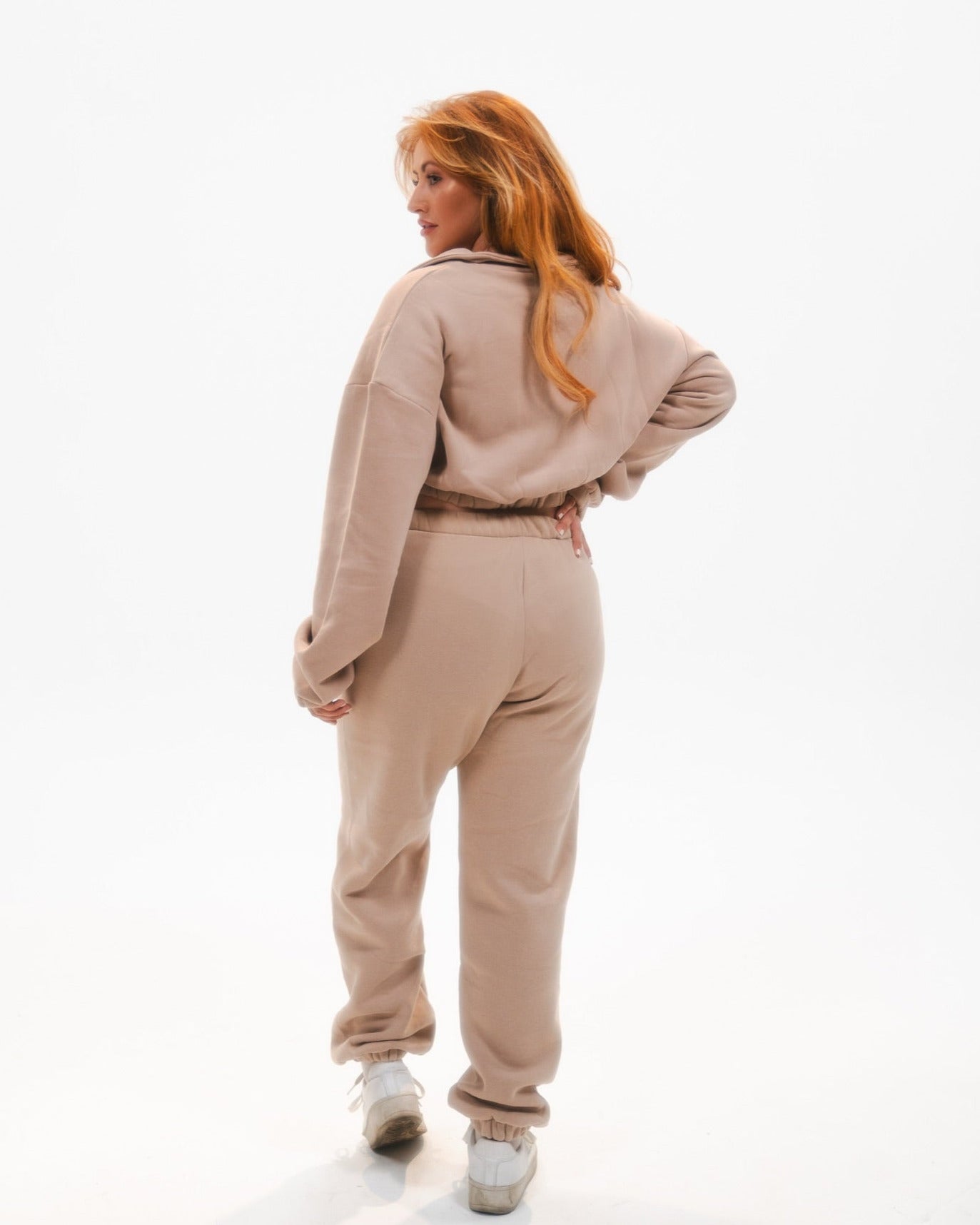 Comfy Taupe Fleece Plush High Waist Sweatpants