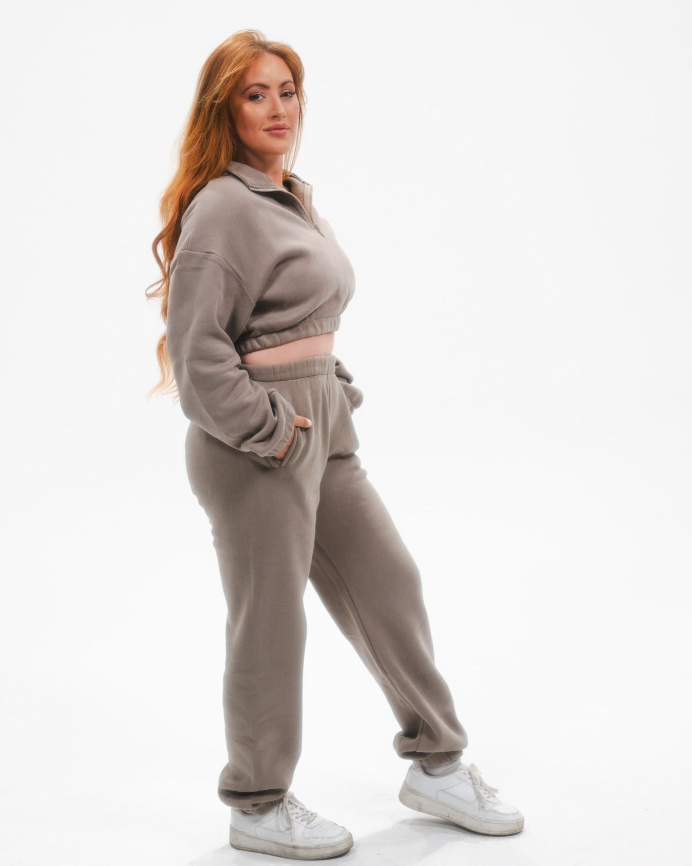 Comfy Grey Fleece Plush High Waist Sweatpants