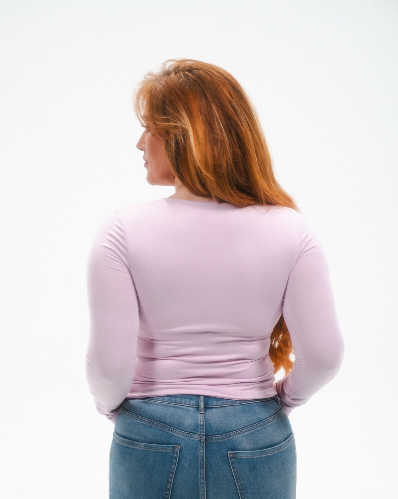 Long Sleeve V-Neck Solid Basic Top